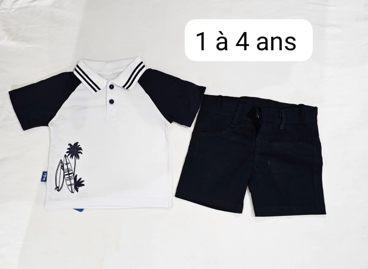 Ensemble 2 pièces motif palmier avec short en jean