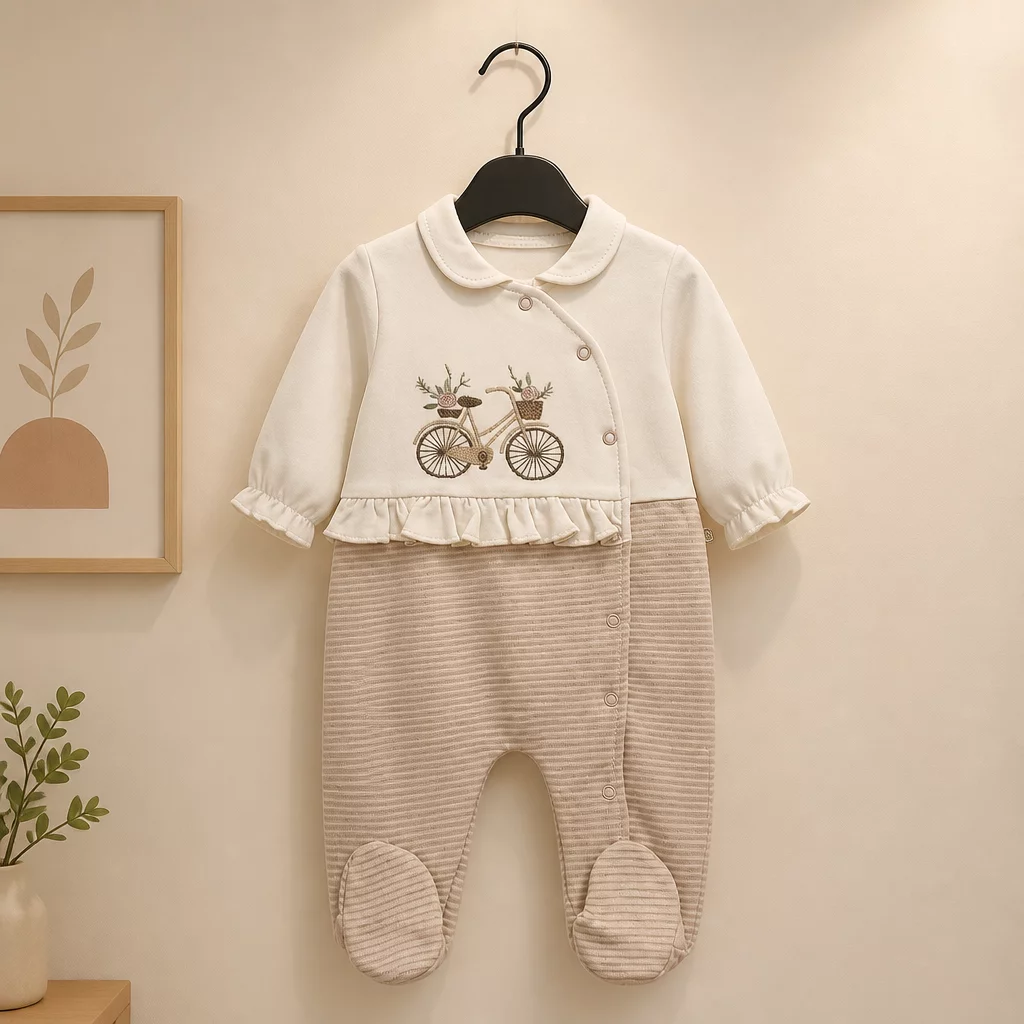 Grenouillère fille marron-beige